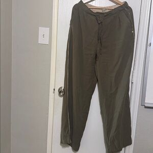 Scotch & Soda Olive Green Wide Leg Drawstring Side Stripe Pants